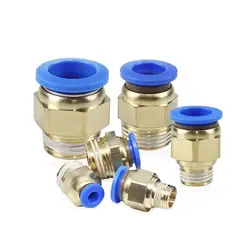 Pneumatic Air Connector Fitting PC 4/6/8/10/12mm Thread 1/8 1/4 3/8 1/2 Hose Fittings Pipe Quick Connectors