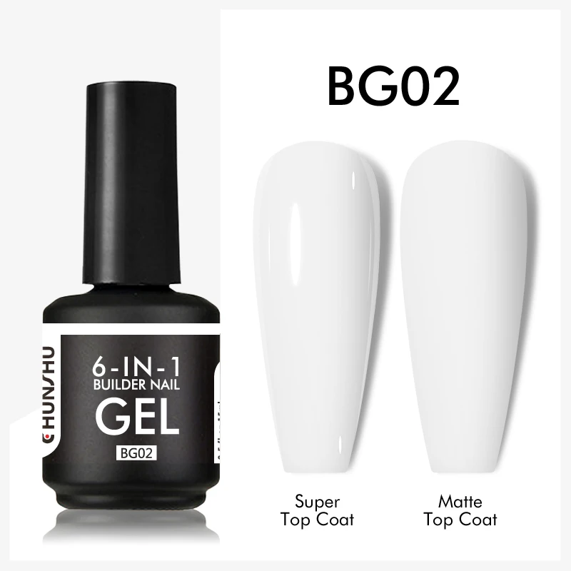 CHUNSHU TPO Free 6 IN 1 Verlängerungs-UV-Gel-Nagellack in einer Flasche, Aufbaugel, Gummi-Basislack, semi-permanente Nagelkunst 15ML