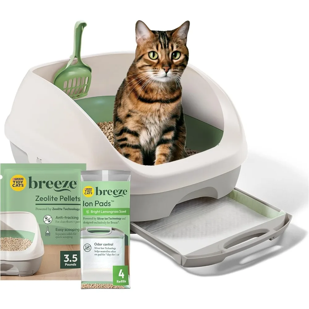 

Cat Litter Box System Starter Kit with Litter Pellets and Disposable Absorbent Pads