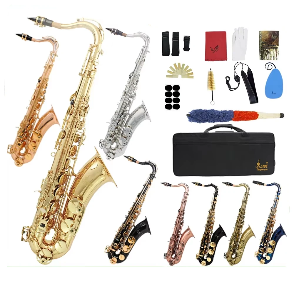 SLADE Tenor Saxophone Brass Body Bb Sax Professional Saxfone Woodwind Instrument with Case Reeds Gloves Parts & Accessories