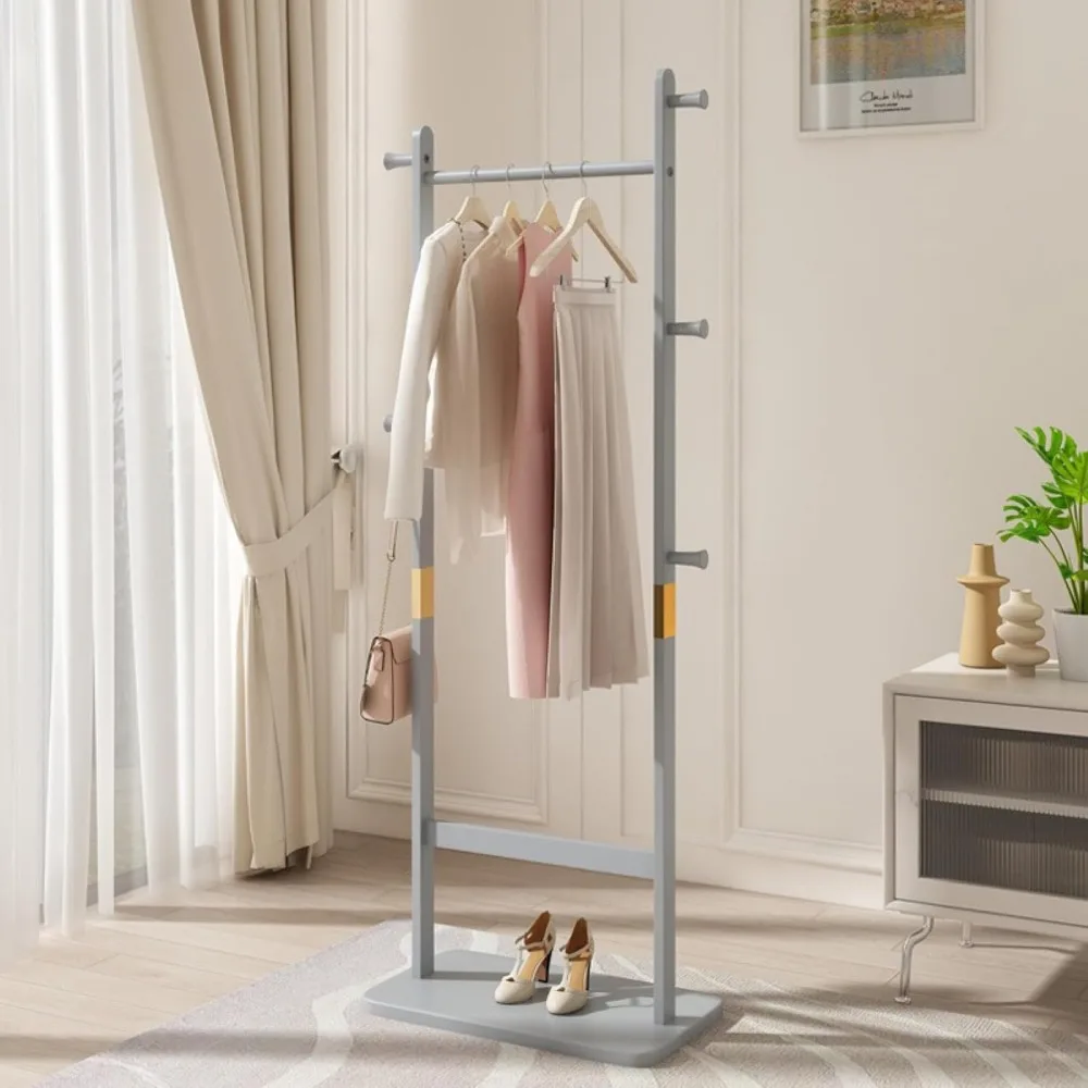 

Solid Wood Coat Rack, Freestanding Clothes Rack with Shoe Storage, Heavy-Duty Hall Tree with 5 Hooks, Corner Coat & Hat