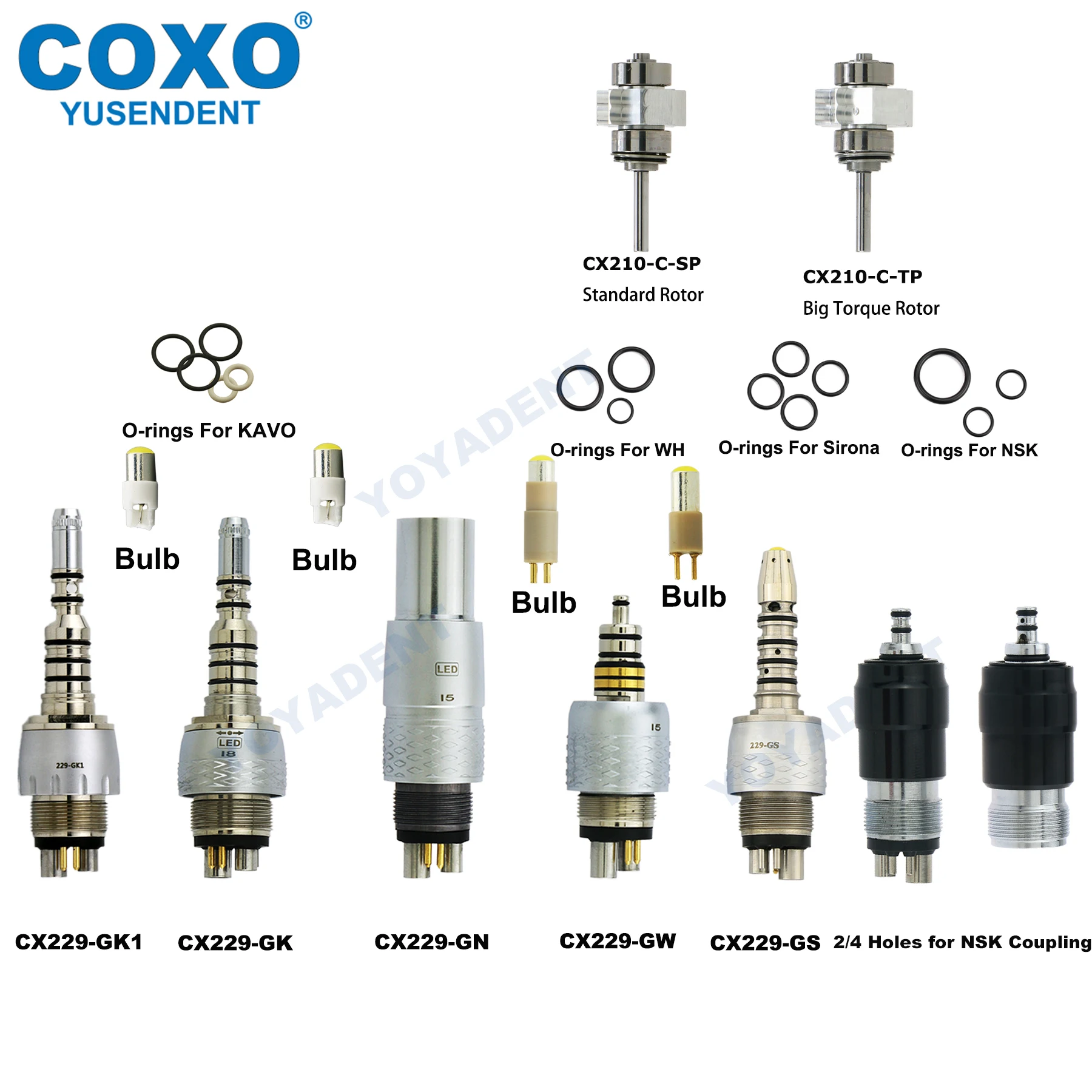 

COXO Dental 6 Pin LED Coupling Coupler LED Bulb Fit COXO KAVO WH SIRONA NSK B2/M4 QD-J Coupling Dental Handpiece Accessories