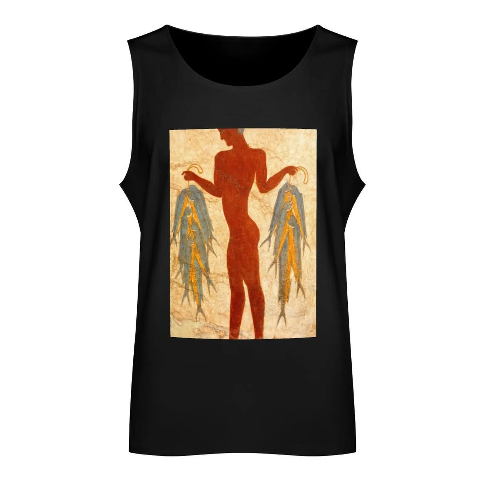 Fresco of the Fisherman from Akrotiri Tank Top sleeveless t-shirts for men sleeveless gym shirt man fitness