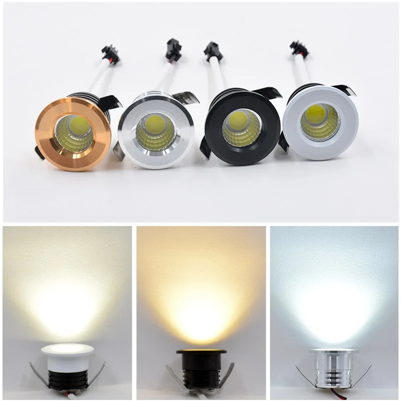 Mini Led Spot Downlights Dimmable 12V 220V 3W Cob Cutout 30mm Led Spotlight Ceiling Cabinet Showcase Lamp Home Loft Decoration