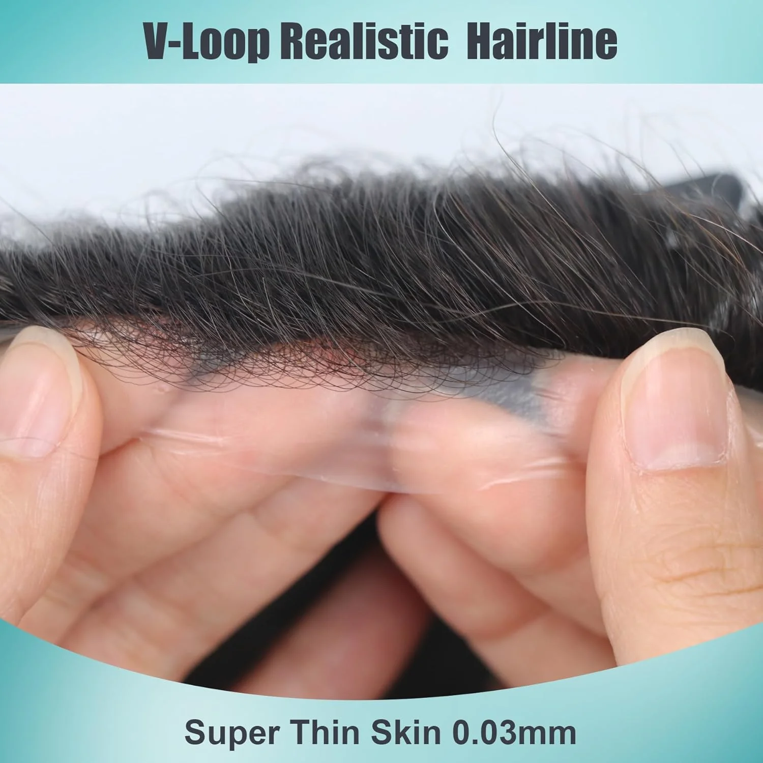 Men's Toupee Hair Ultra-Thin 0.03mm Skin #1B Natural Black Light Medium Density Hair pieces PU Base Size 8x10 Inch 100% Human Hair System for Men Virgin Human Hair V-looped Invisible Hairline Durable Pu Toupee Human Hair Mens Wig view 7