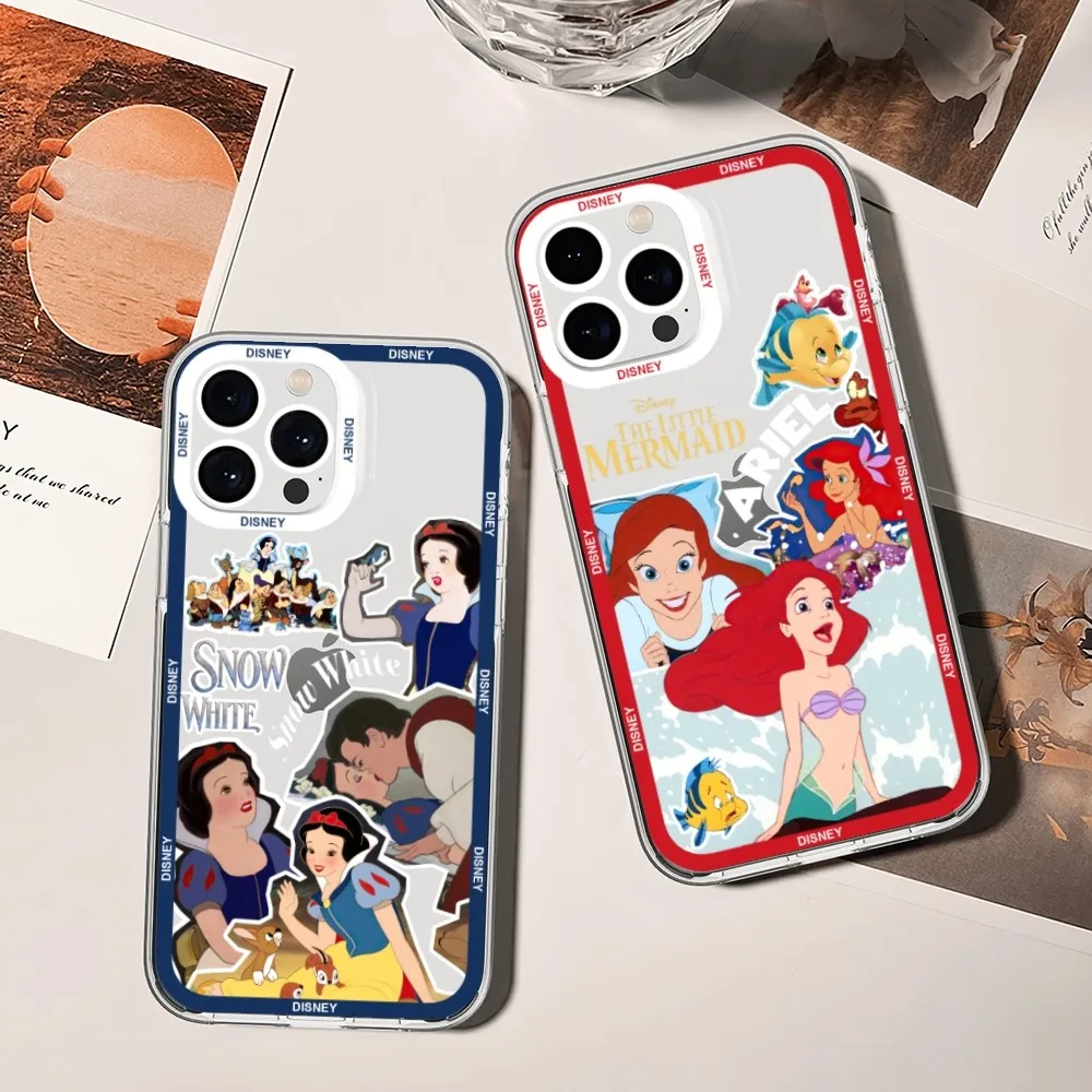 MINISO Disney Princess Phone Case For Xiaomi Redmi Note 7 8 9 10 11 Pro Max Transparent Border Shell