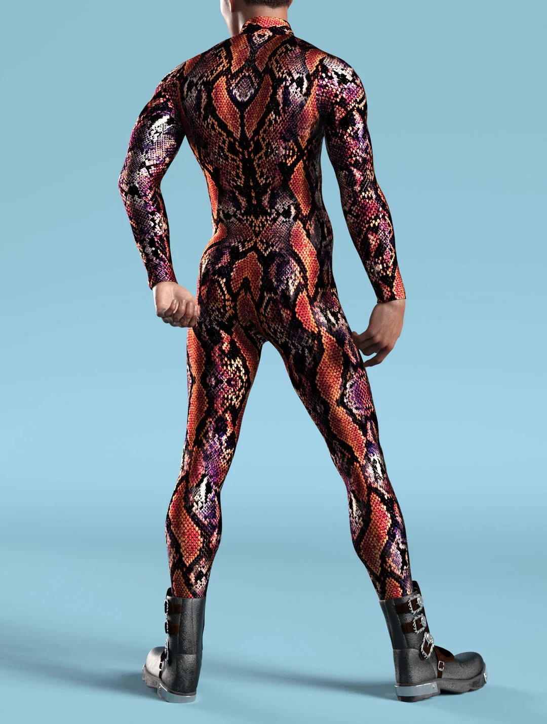 레드 MF 의상 3D 동물 뱀 피부 인쇄 코스프레 점프 슈트 의상 카니발 파티 사이버 Catsuit 여성 의상 바디 슈트