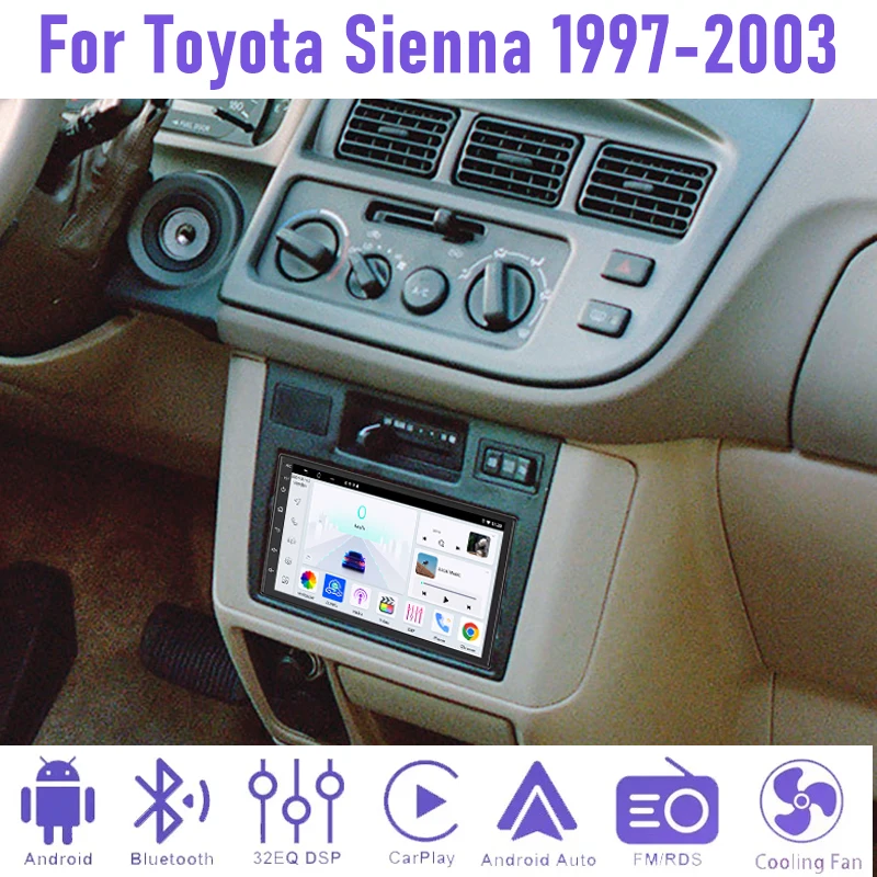 

7'' 4+64GB For Toyota Sienna 1997-2003 Car Radio Android 15 Auto Support Wireless Apple Carplay GPS FM BT Head Unit