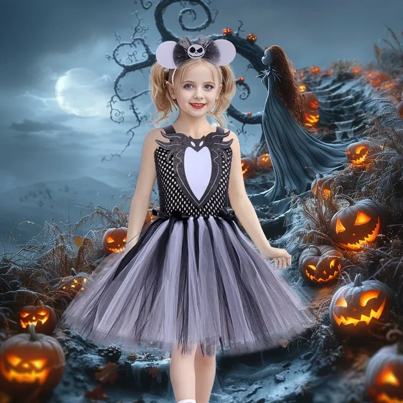 

Girls Nightmare Jack Halloween Costume Baby Villain Cosplay Carnival Party Pageant Tutu Dress Children Kids Christmas Costume