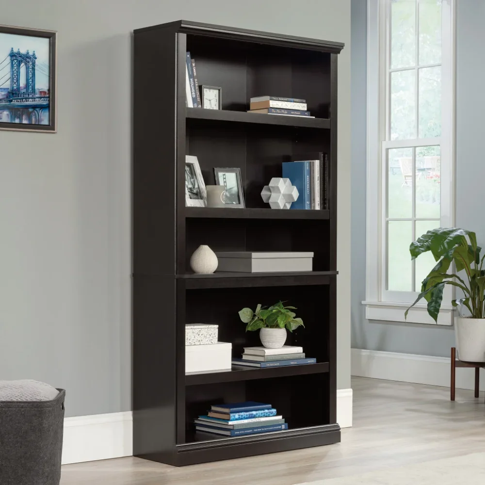 

Select 5-Shelf Bookcase, Estate Black Finish MULTI-ROOM STORAGE – This functional bookcase can meet your storage needs
