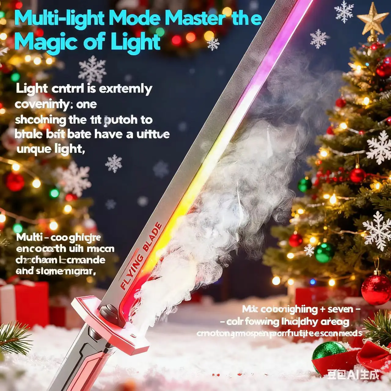 Colorful Streamer Glowing Sword Toys with Spark & Smoke Effect Light Sword Kids Adult Toys Cosplay Katana Sword Prop Toys