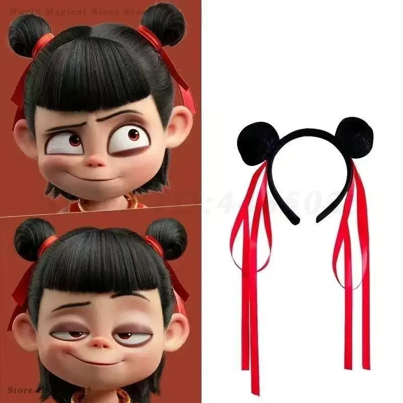 Movie Nezha Cosplay Headwear Chinese Anime Ne Zha Hair Hoop Kids Headband Hair Accessories Children's Daily Sweet Cute Headband