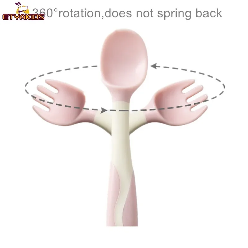 2 шт./компл., набор ложек и вилок, мягкая гибкая ложка-вилка для детей, посуда для кормления детей, столовые приборы для обучения малышей, посуда для кормления