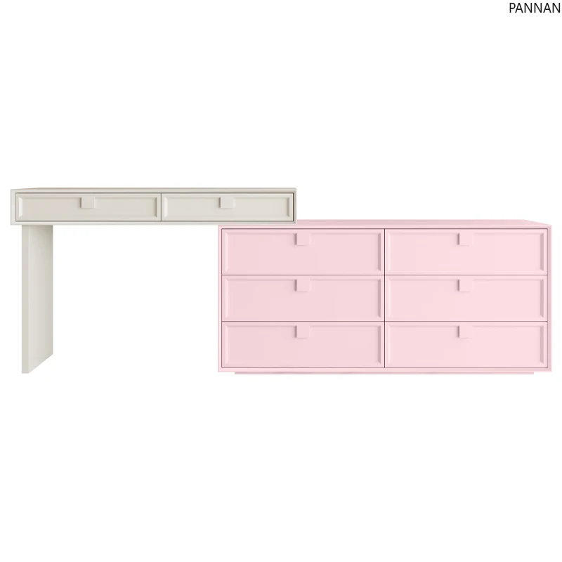 

Cream wind dresser storage chest cabinet integrated solid wood Italian small apartment makeup table