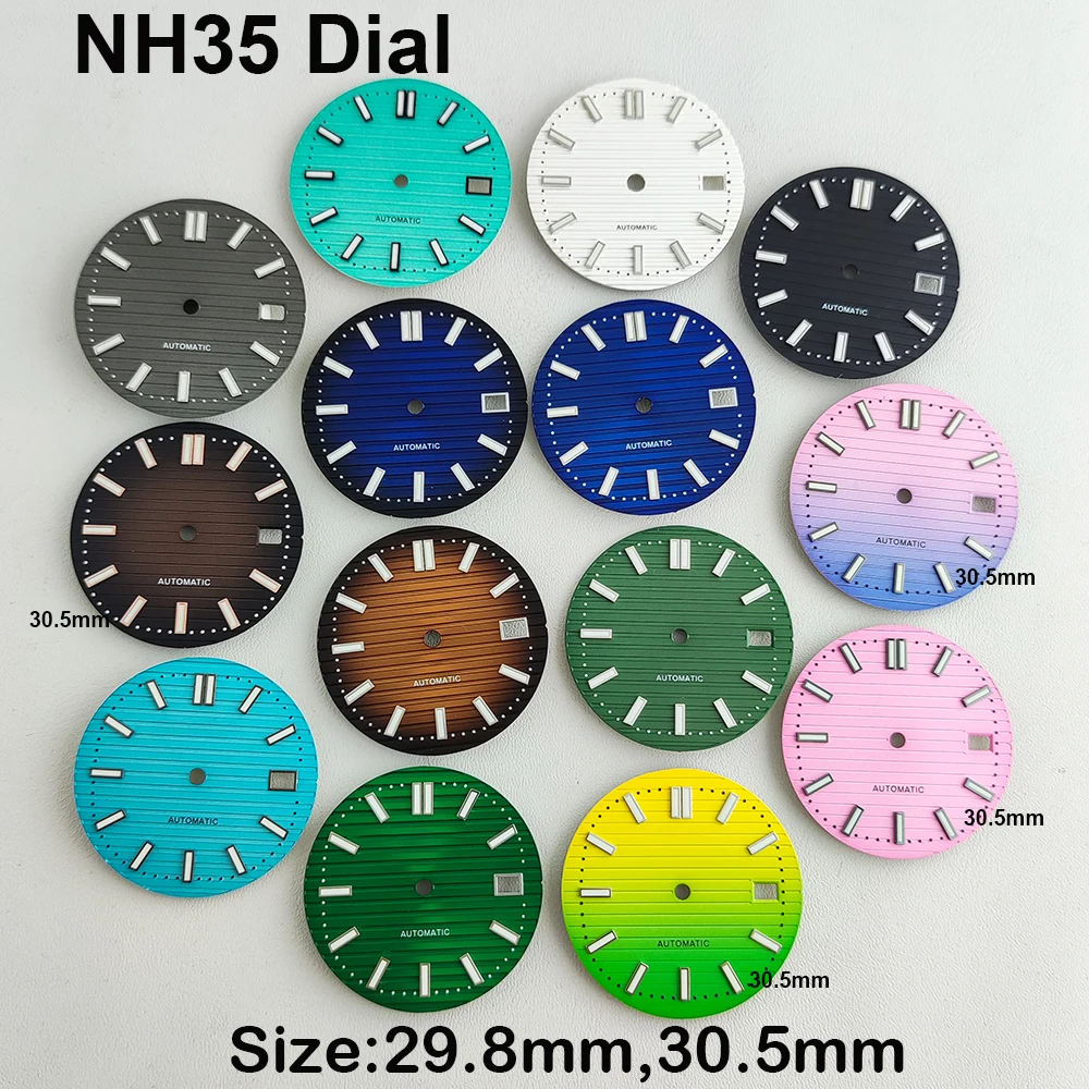 

NH35 NH38 diameter 29.8mm/30.5mm green with backlit S logo dial suitable for NH35 NH38 automatic movement watch accessories