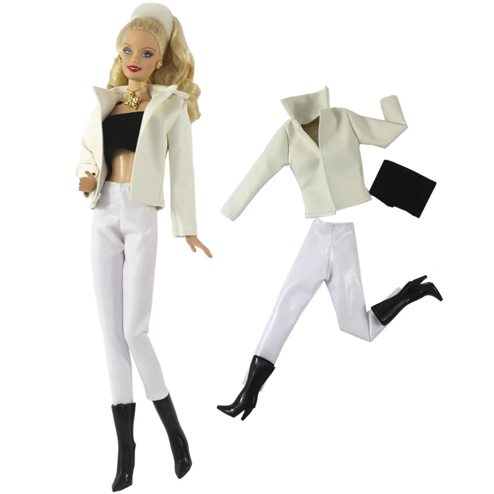 FashionSlim Cut Leather Jacket Boots Outfits for Barbie Blyth 1/6 30cm MH CD FR SD Kurhn BJD Doll Clothes Accessories