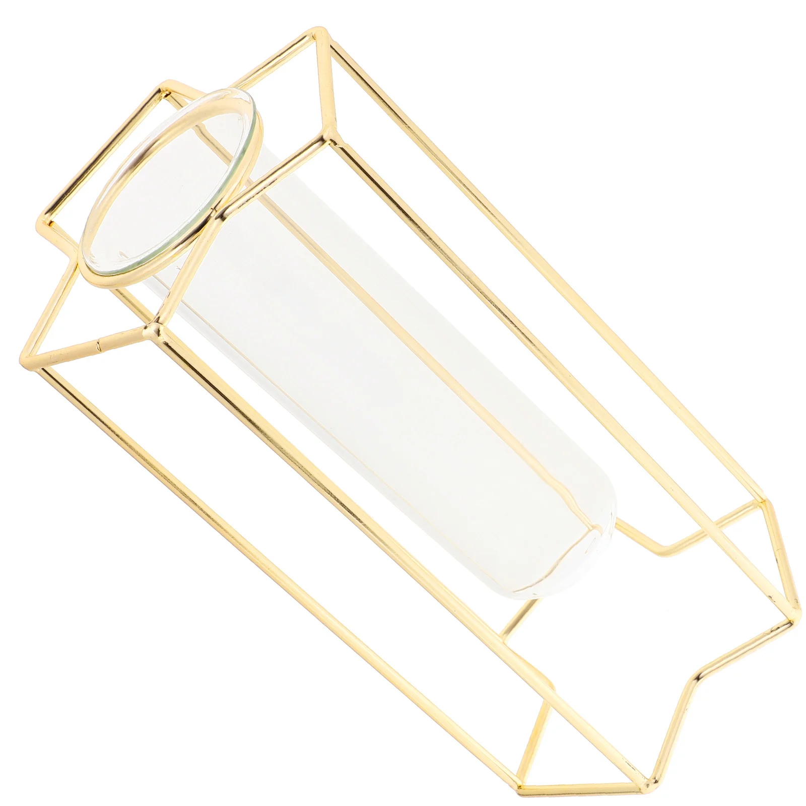 

Art Glass Flower With Iron Holder Nordic Style Desktop Decorative Planter For Home Office Water Plants Transparent Glass