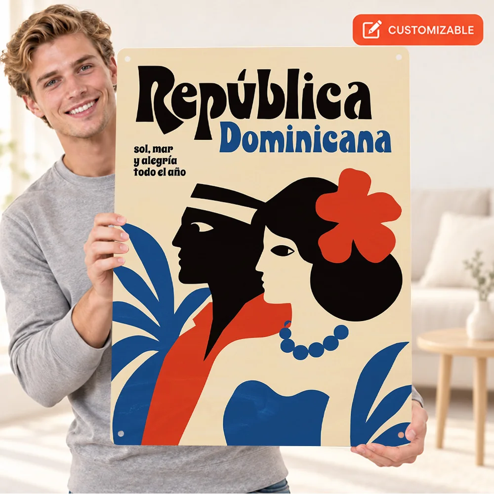 Dominican Republic Vintage Travel Aluminum Poster Decorative Graphic Entryway Wall Art Personalized Metal Sign City Lover Gift