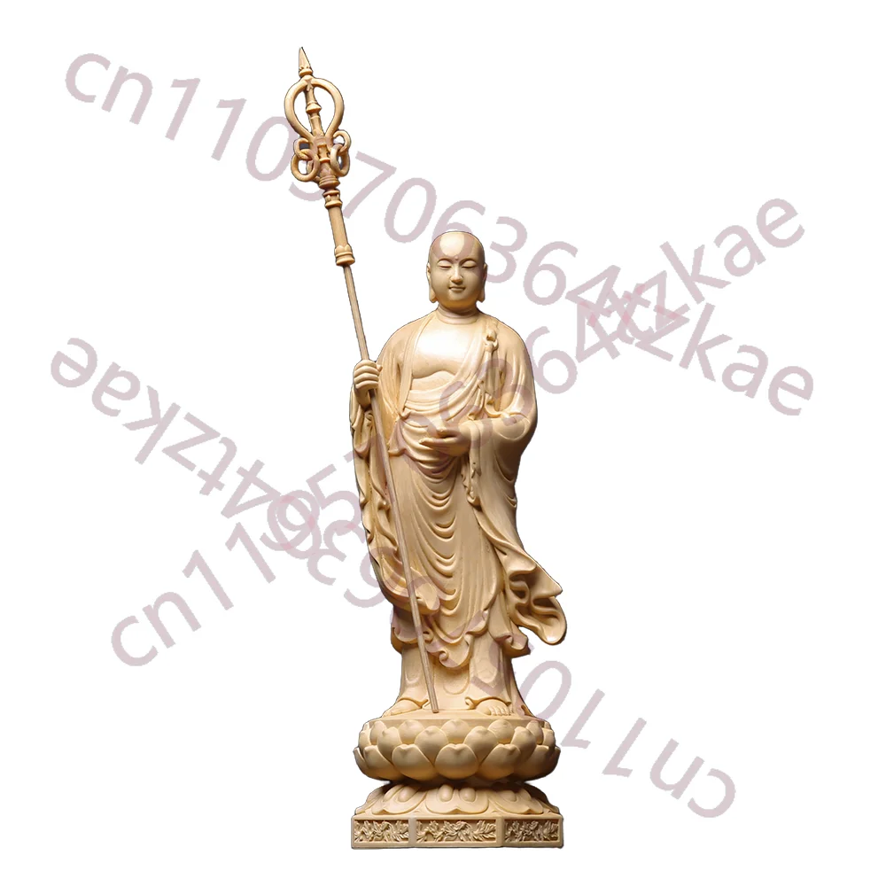 

Изысканная деревянная статуэтка Будды Кшитигарбха (Дизанга) ручной работы с клювом – Духовная защита для дома и храма