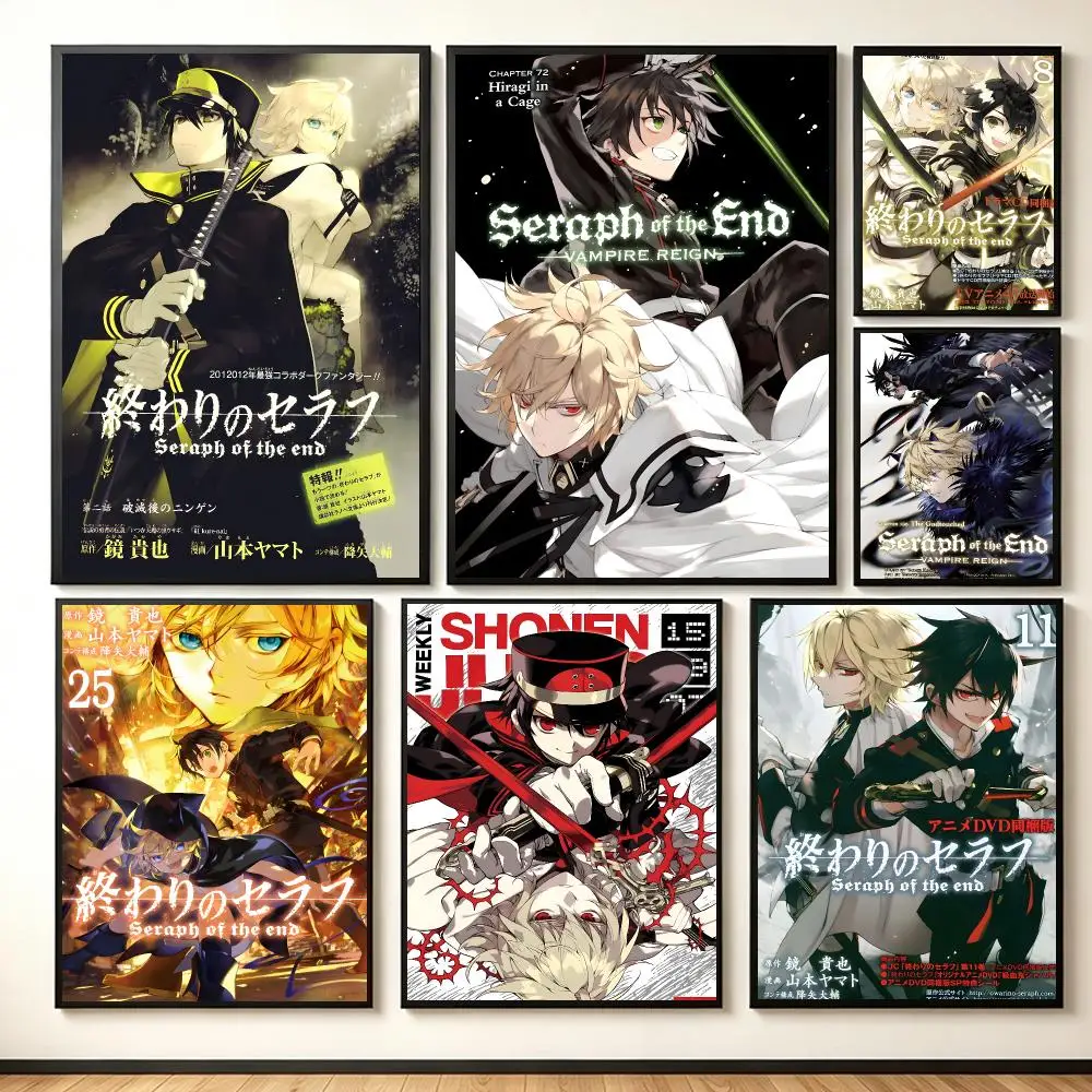 Dark Fantasy Anime S-Seraph of the End Poster Lightweight Self‑Adhesive PP Wall Decal for Study Living Room Bedroom Decor Gift