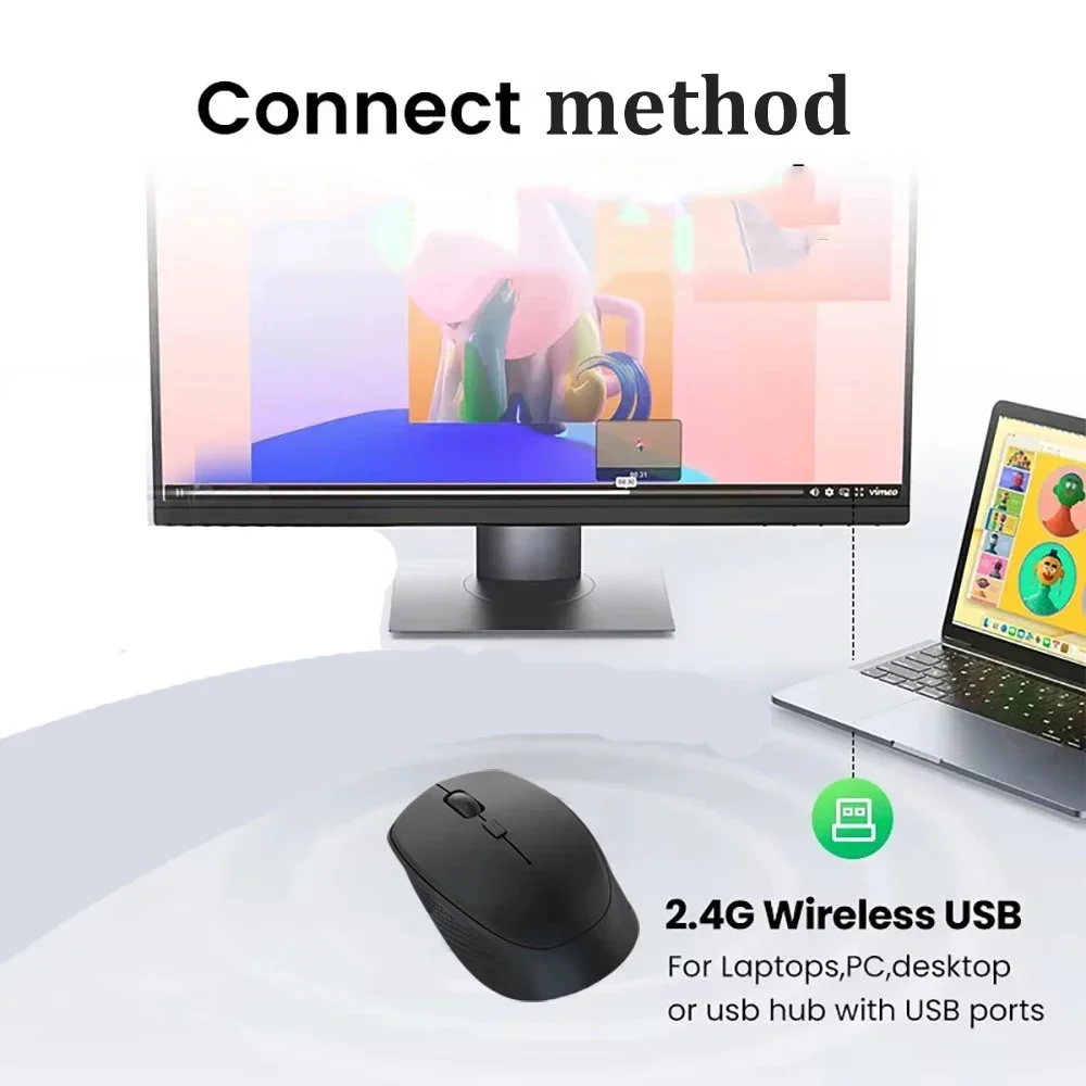 2.4G Wireless Mouse Rechargeable Mouse Gaming Mouse 1600DPI Office Silent Click Mice Optical Mouse For PC Laptop Windows Mac OS