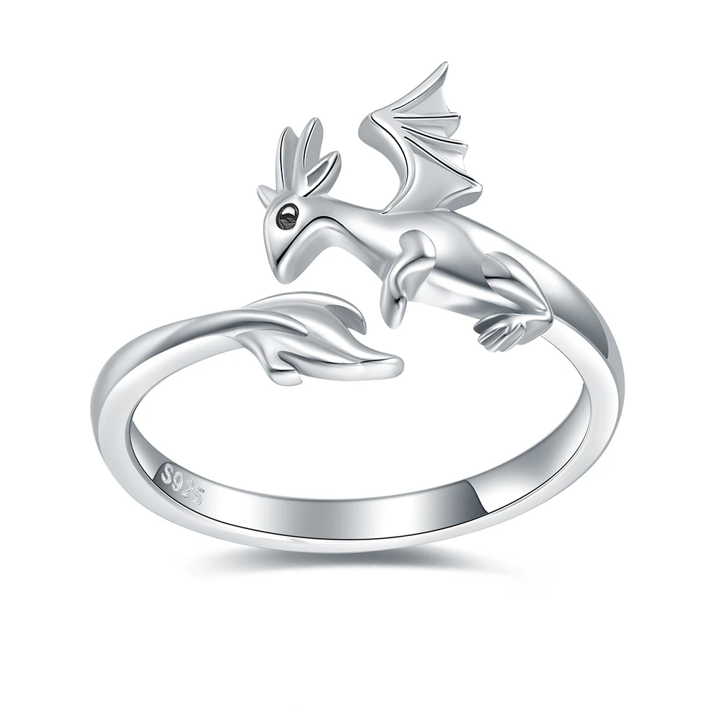 925 Sterling Silver Animal Dragon Rings for Women Open Adjustable Wrap Thumb Dinosaur Ring Jewelry Mother's Day Gifts for Girls