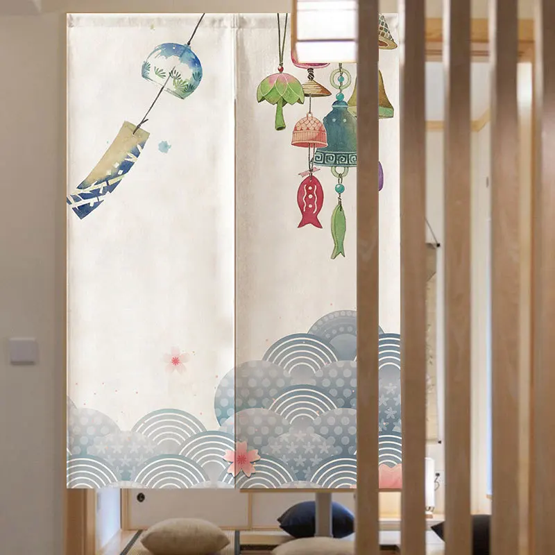 Japanese Cherry Door Curtain Partition Curtain Kitchen Bedroom Half Curtain Noren Entrance Feng Shui Door Curtain