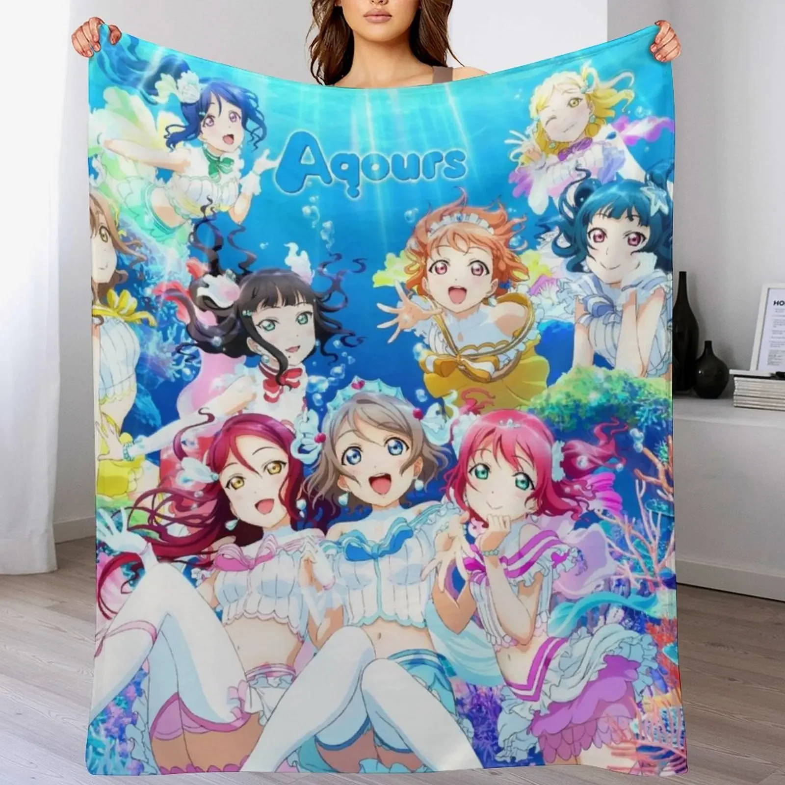 

Love Live! Sunshine!! - Koi ni Naritai AQUARIUM Throw Blanket Multi-Purpose Cute Plaid Beach Sofa Blankets
