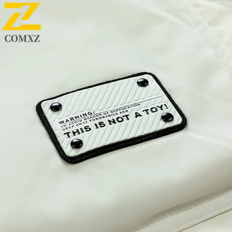 سترة COMXZ قصيرة مميزة بياقة مقنعين للتخييم في الهواء الطلق سترة خفيفة الوزن بلون سادة ملابس شتوية مريحة للتسلق
