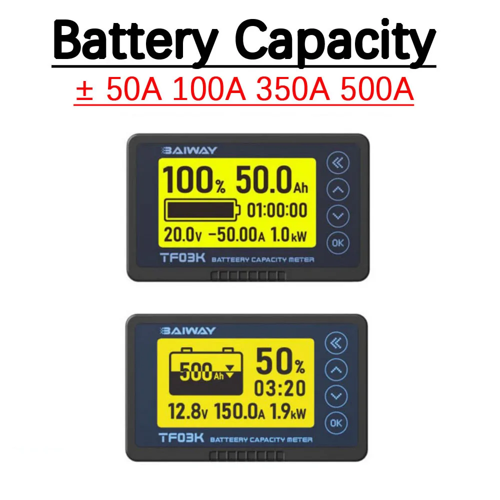 Battery Capacity meter Voltmeter power display Tester 12V 24V 36V 48V 60V Lead Acid Lithium LiFePO4 Li-ion RV Electric Car BMS