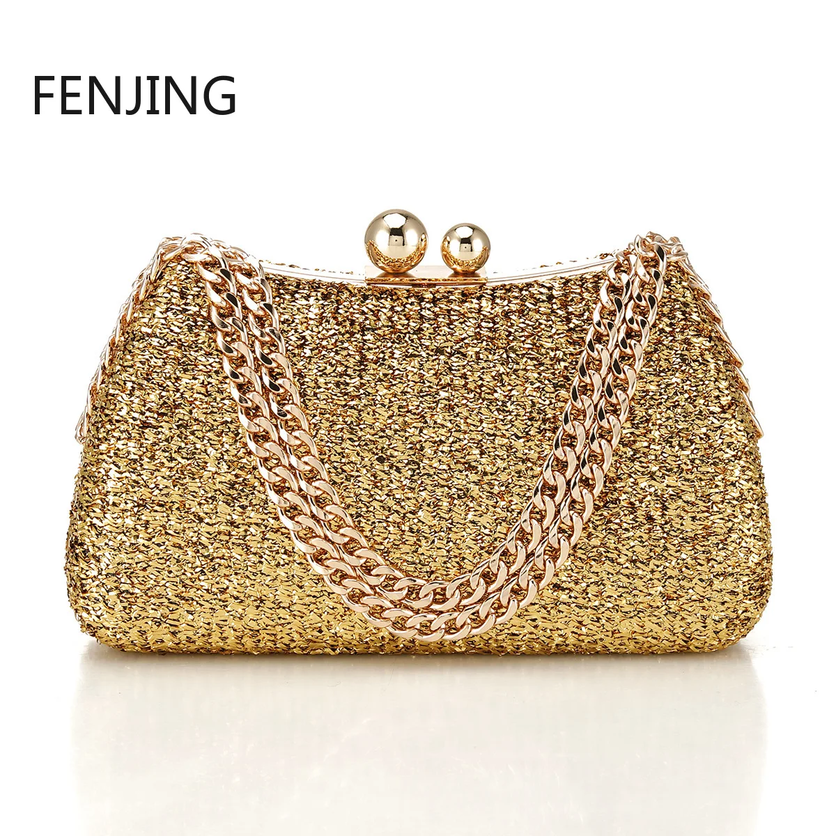 

Glitter Gold Sequined Evening Bags Chain Handbags Luxury Designer Bolso Mujer Pillow Banquet Party Dinner Clutch Shoulder Bags