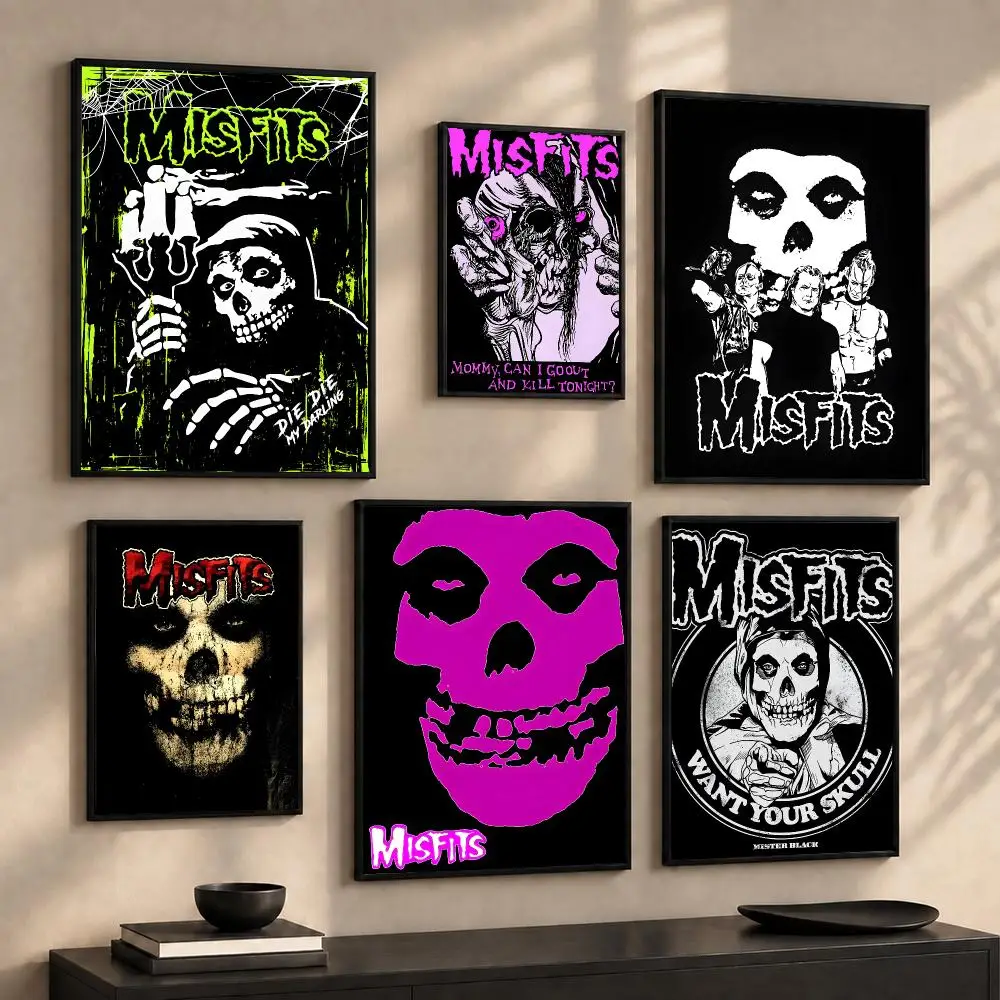 Classic Punk Rock Band M-Misfits Poster Wall Art Print Sticker for Bedroom Living Room Dorm Office Modern Home Decor Gift