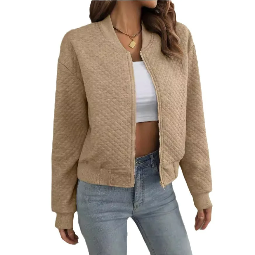 2025 New Autumn Long-sleeved Zipper Decorative Cardigan Solid Color Coat