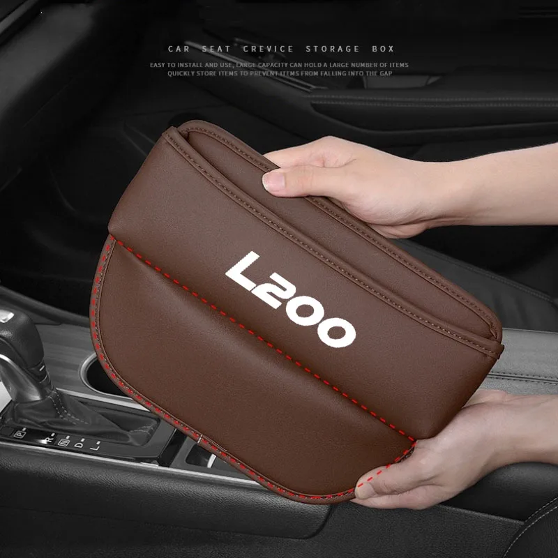 Car Seat Organizer Leather Crevice Storage Box for MITSUBISHI L200 Auto Accessories