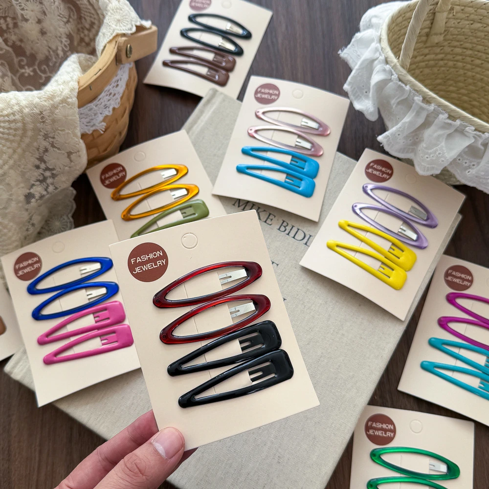 Triangular Oval Hairpin Temperament Girl Hair Accessories Colored Drip Bb Clip Large Bangs Edge Clip