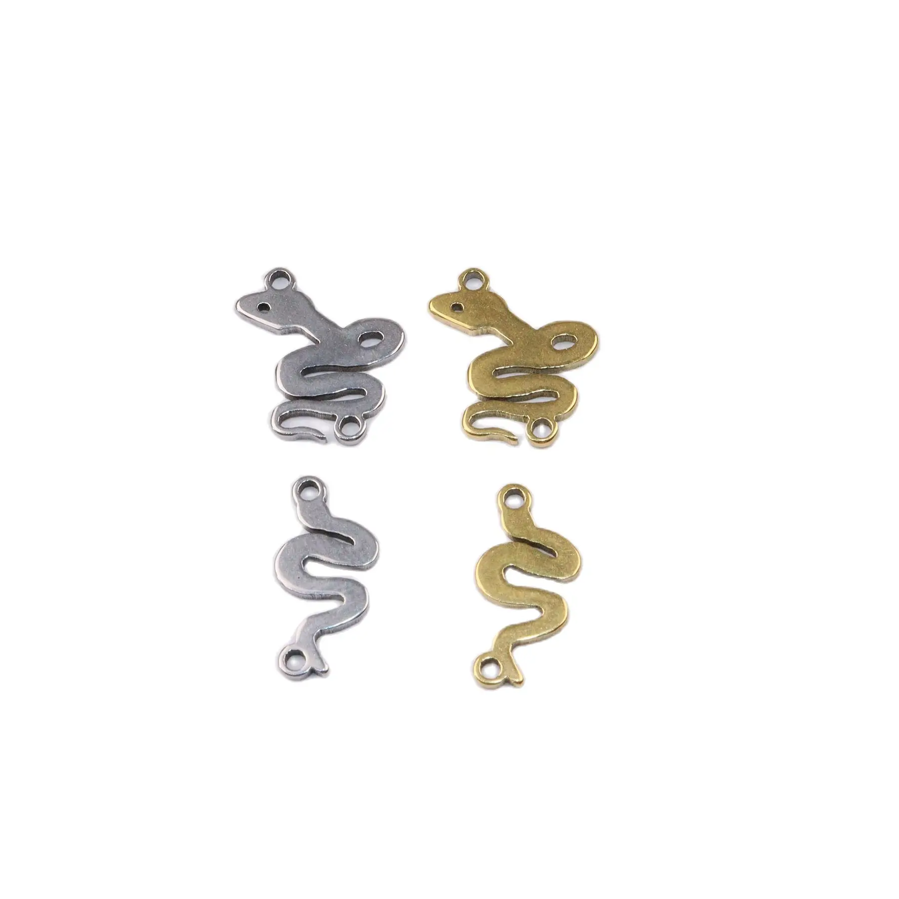 10pcs Wholesale Stainless Steel Pretty Snake Connector Charms DIY Girl's Anklets Bracelet Unfading Colorless 2 Colors