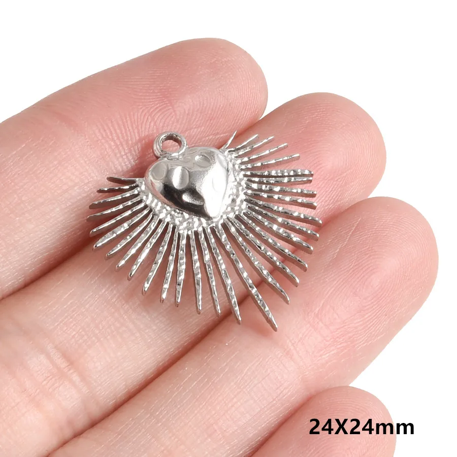 6pcs Sacred Heart Charm No Tarnish Cross Hearts Stainless Steel Charms For Jewelry Making Supplies Love Pendant Breloque Finding