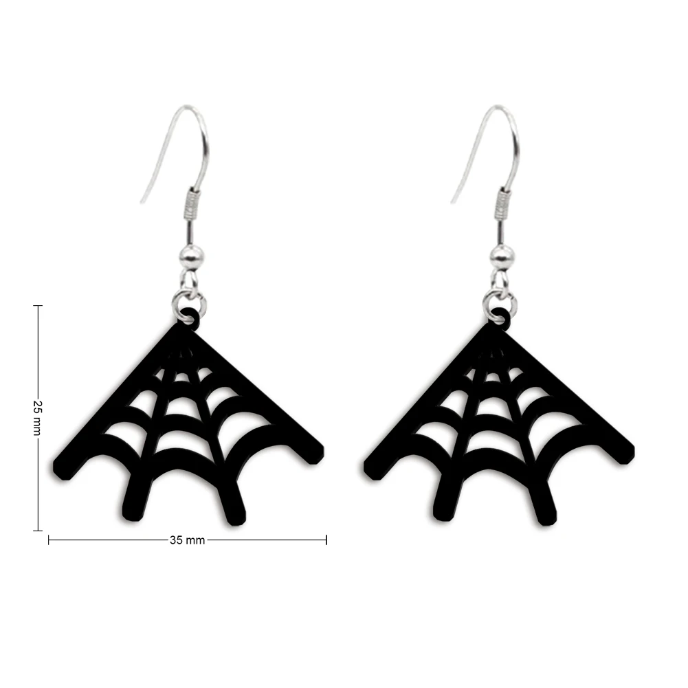 Boucles d'oreilles creuses d'usine de thème d'Halloween pour des femmes et des filles, boucle d'oreille noire, conception de crochet, cadeaux de fête, accessoires de bijoux