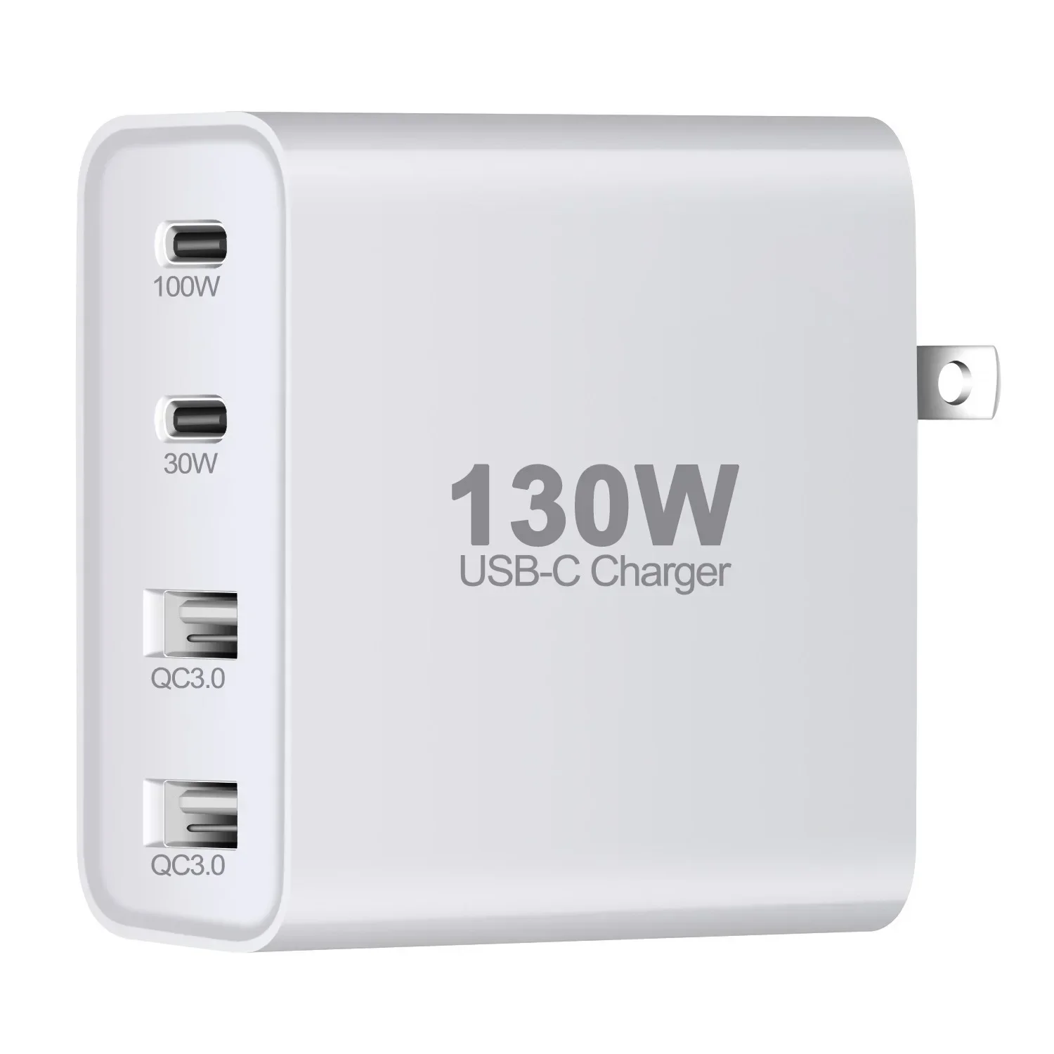 130W GaN USB Charger Type C PD 4Ports Quick Charge 4.0 3.0 USBC Fast Charging Charger  For iPhone 15 14 13 12 MacBook Pro Laptop