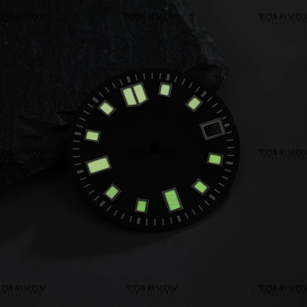 Mod White 28.5mm C3 Green luminous Watch Dial Fit For SKX6105 Tuna 007 Turtle Automatic Movement