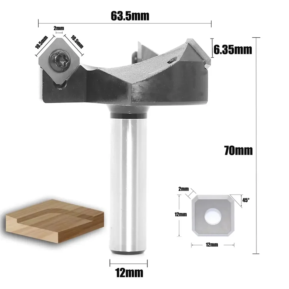 1PCS CNC Wood Router Bit 12mm 12.7mm 3 Flutes Replacable Blades Insert Wood Milling Cutter Bottom Clearing Woodworking Tools