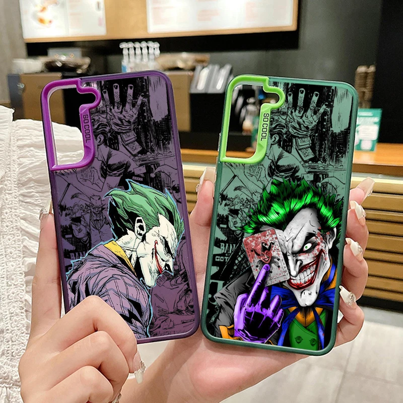 Marvel Villain Joker For Samsung Galaxy S24 23 22 21 20 Ultra Plus A55 A54 A05S Matte Colored Silver Phone Case