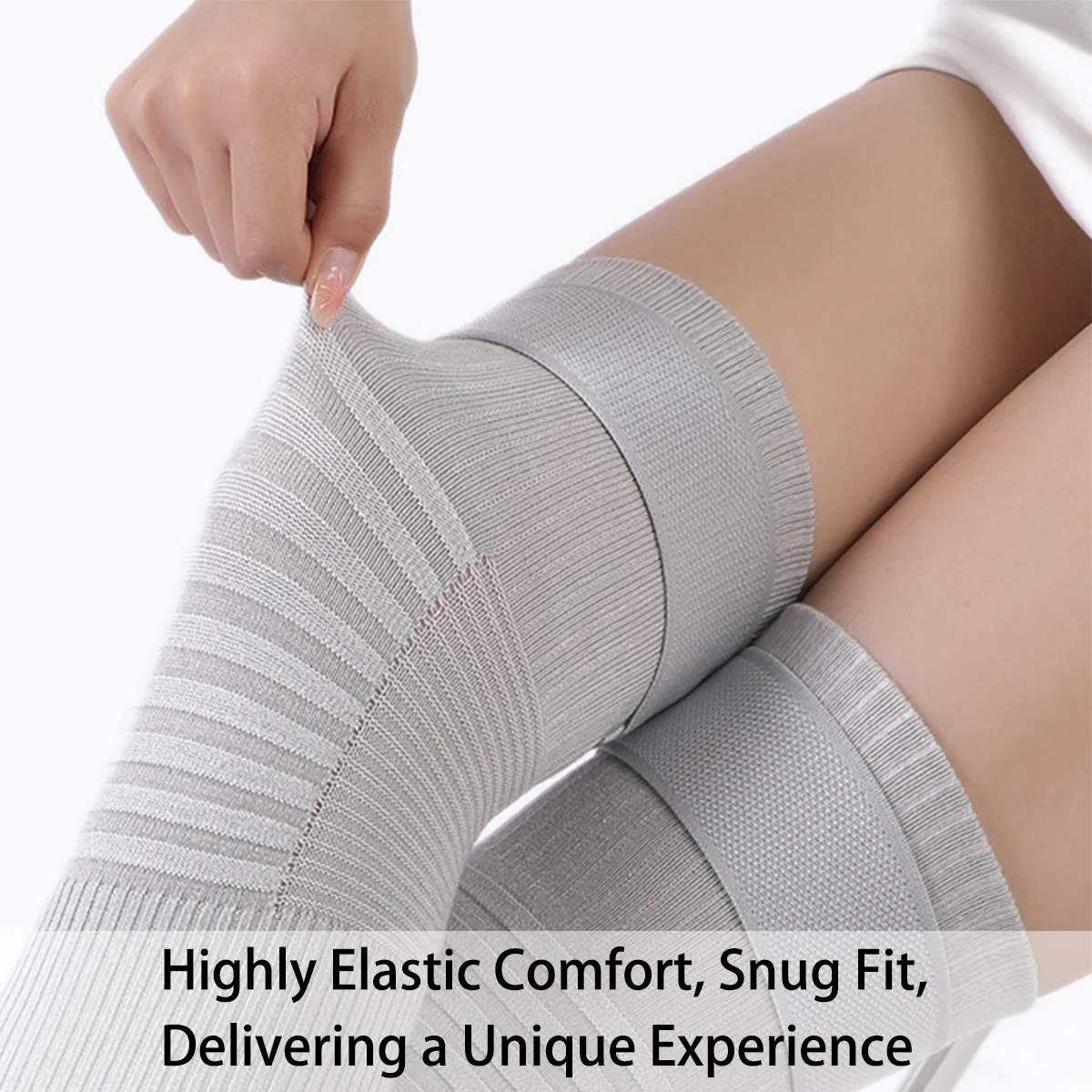 1 par de rodilleras para mujer, rodilleras largas antideslizantes elásticas ajustables, calentador de piernas para artritis, soporte para rodilla para deportes al aire libre