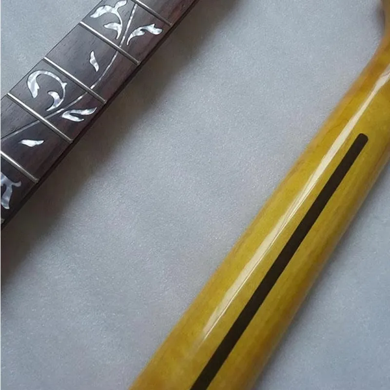 Disado 21 22 Frets Inlay Tree Of Life Maple Electric Guitar Neck Yellow Glossy Paint Guitar Accessories Parts Wholesale