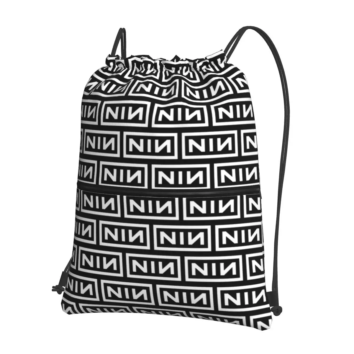 

NIN Logo Nine Inch Nails Backpacks Casual Drawstring Bundle Pocket Sports Bag Book Bags for Travel School