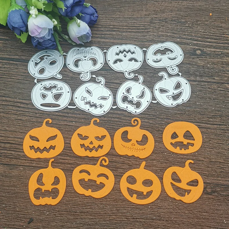 

8pcs Halloween Pumpkin Metal Cutting Dies Stencils For DIY Scrapbooking Decorative Embossing Handcraft Die Cutting Template