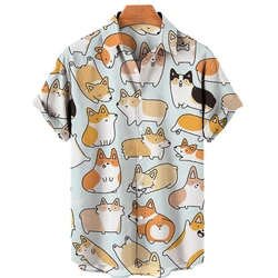 Chemise d'été imprimée d'animal pour homme, style Hip-hop hawaïen, haut ample à manches courtes, surdimensionné, Vintage, vêtements à motifs, chemises décontractées