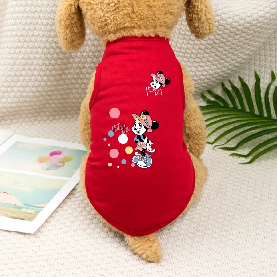 1PC   Fashionable Minnie print pet vest, soft and breathable