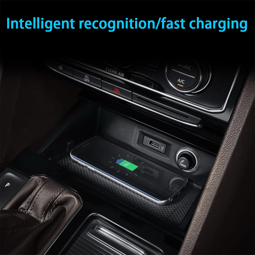 ل Volkswagen VW ID.3 ID.4 ID.5 ID3 ID4 ID5 جيتا فينتو A7 وحدة التحكم المركزية تخزين شاحن الهاتف المحمول اللاسلكي QI 18 واط لوحة #4