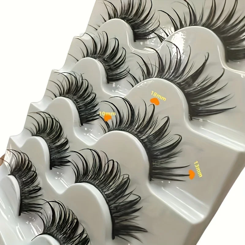 5 pairs of blooming false eyelashes, thick and naturally slender false eyelashes, reusable eyelash extensions, easy to wear and